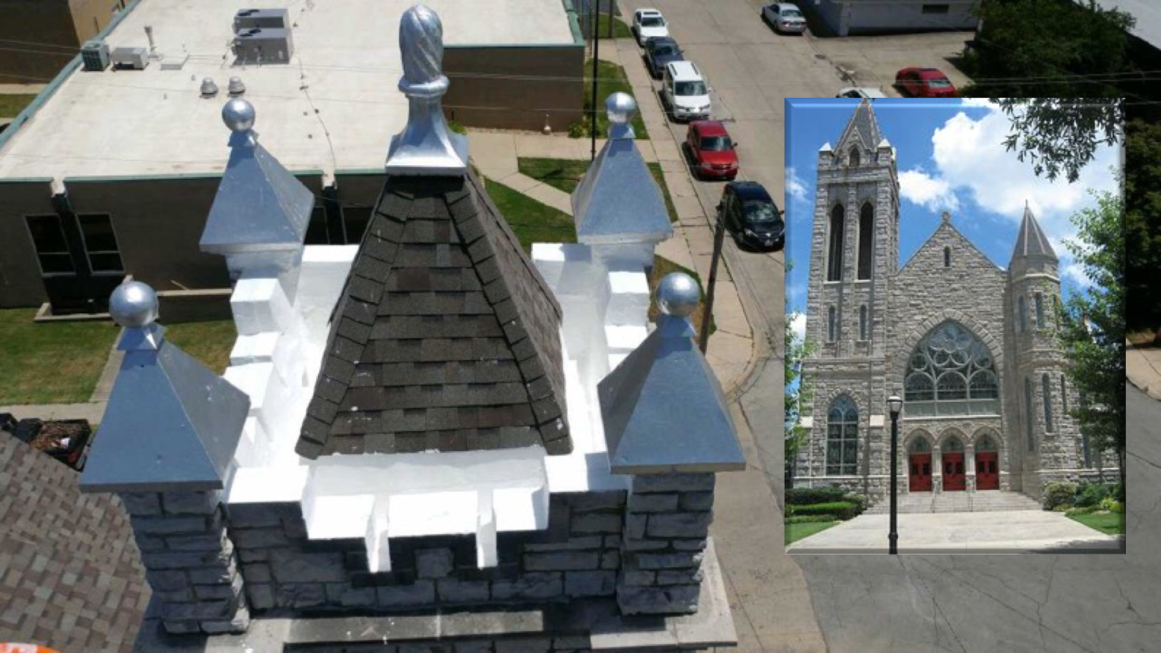 Western Colloid photo of church steeple details